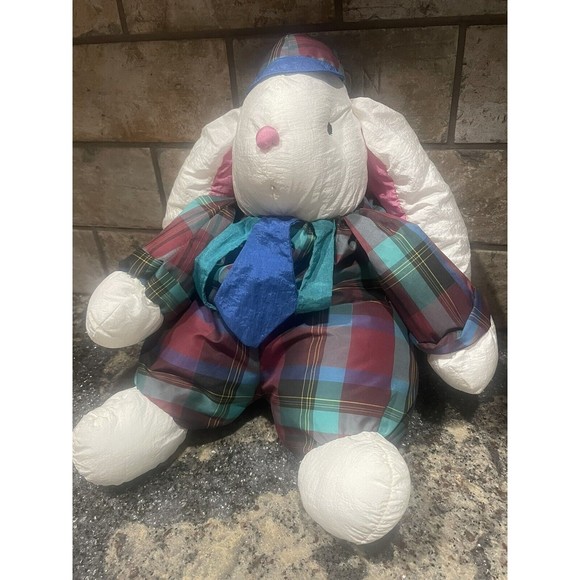 Department 56 Nylon Easter Bunny Rabbit W Tie Plush Stuffed Animal Puffalump 10” - Picture 2 of 11